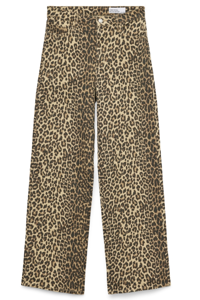 VMTESSA HR WIDE STRETCH AOP JEANS N 10330128 SILVER MINK/LEOPARD